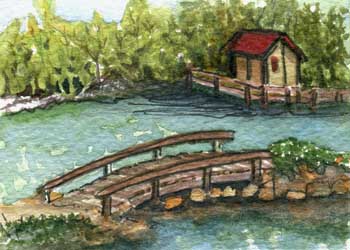 "Little Pond" by Hannah Nickolai, Janesville WI - Watercolor & Ink